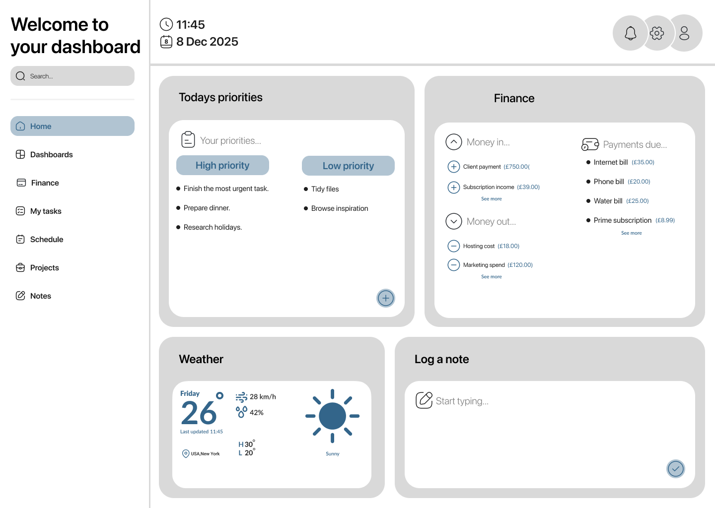 Personal Dashboard Screenshot